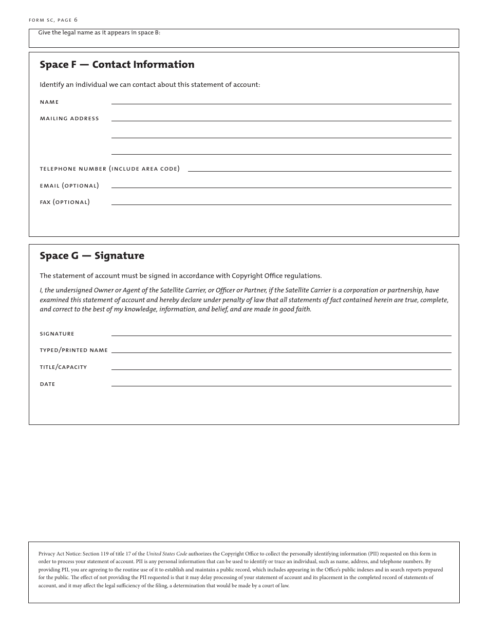 Form SC Statement of Account for Secondary Transmissions by Satellite Carriers of Distant Television Signals, Page 7