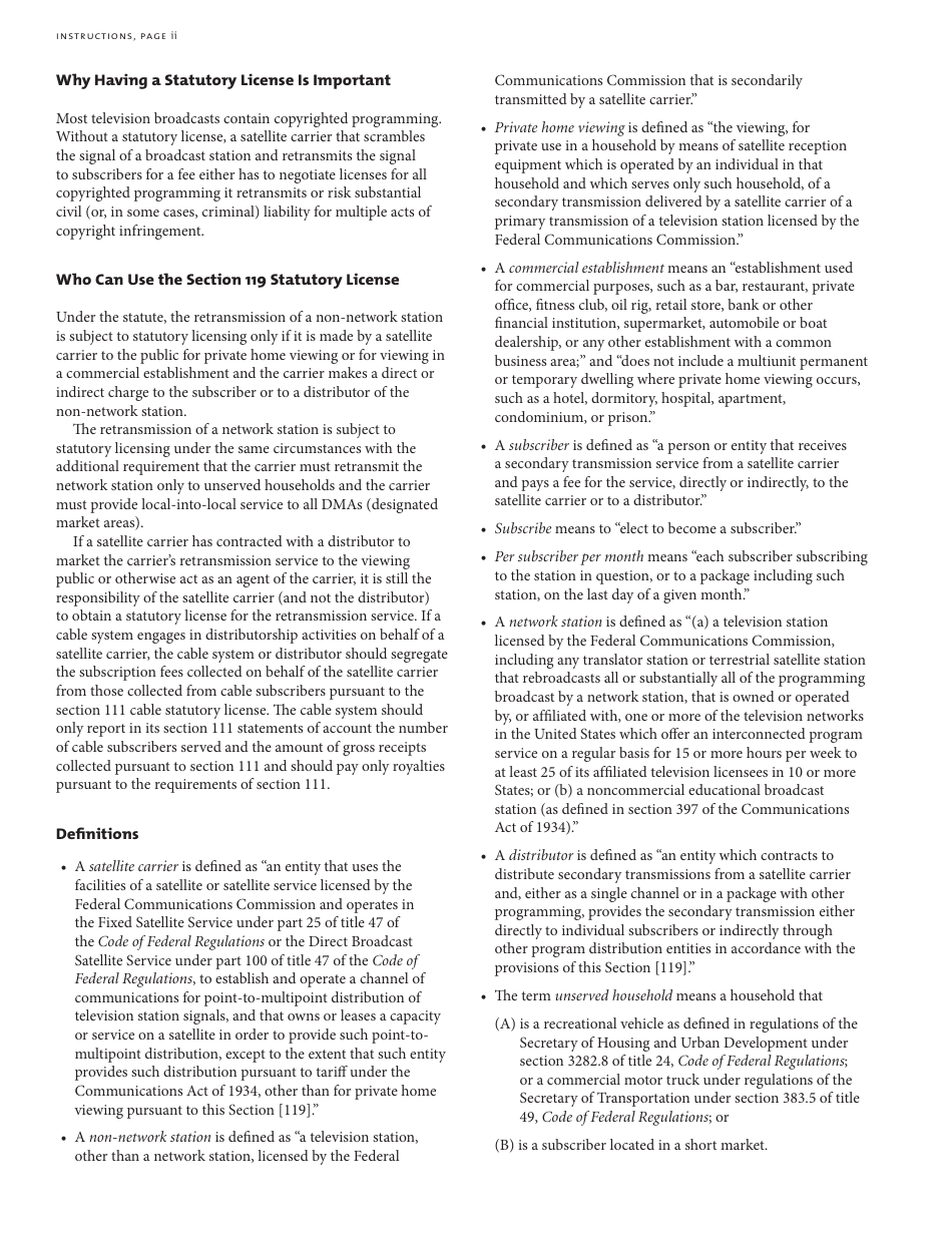 Form SC Statement of Account for Secondary Transmissions by Satellite Carriers of Distant Television Signals, Page 9