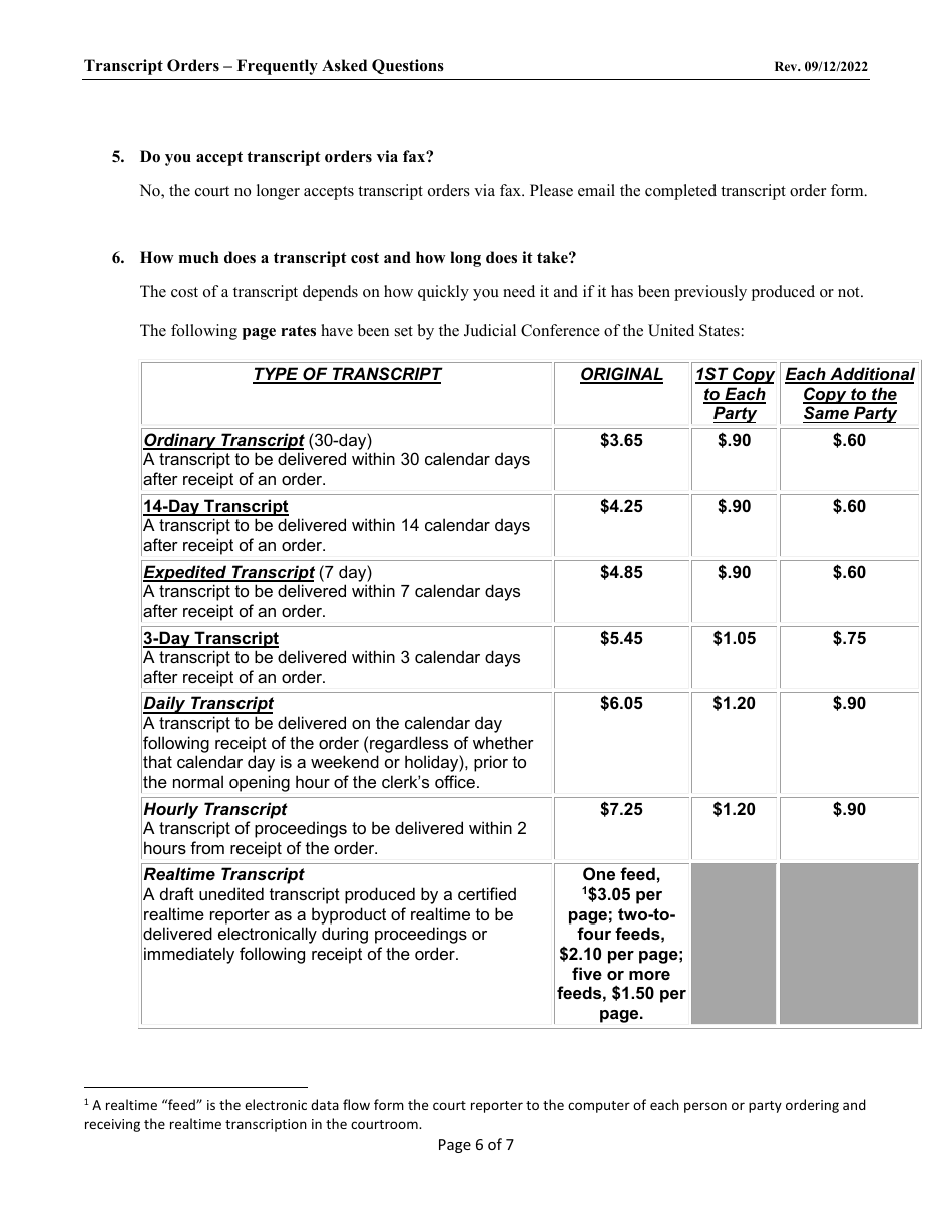 Form AO435 Transcript Order - Nevada, Page 6