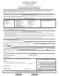 Document preview: Birth Certificate Application - Montana