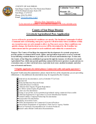 Livestock/Agricultural Pass Application - County of San Diego, California