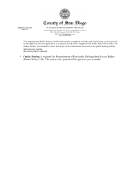 Application for Remandment of Previously Relinquished Access Rights - County of San Diego, California, Page 11