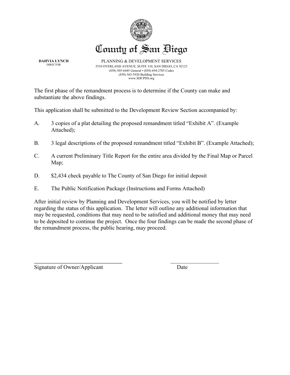 Application for Remandment of Previously Relinquished Access Rights - County of San Diego, California, Page 4