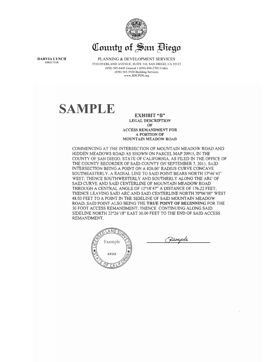 Application for Remandment of Previously Relinquished Access Rights - County of San Diego, California, Page 7