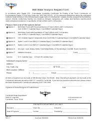 Document preview: Form OMS-013 Well Water Analysis Request Form - City of Fort Worth, Texas