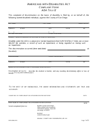 Form 0010-09B Americans With Disabilities Act Complaint Form - Ada Title Ii - County of San Diego, California, Page 2