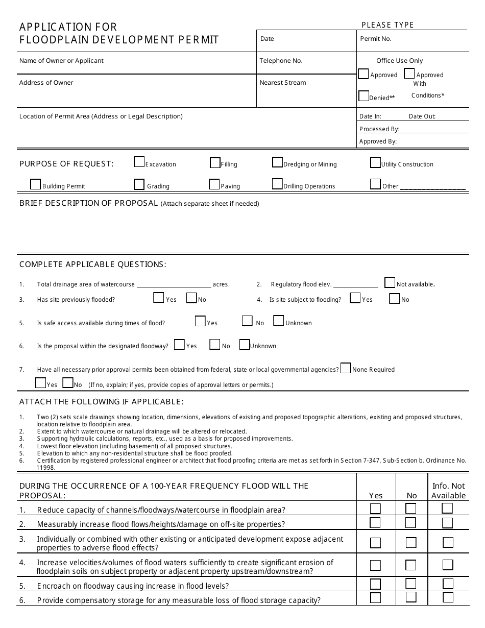 City of Fort Worth, Texas Application for Floodplain Development Permit ...