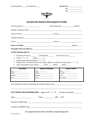 Document preview: Backflow Inspection Request Form - City of Fort Worth, Texas