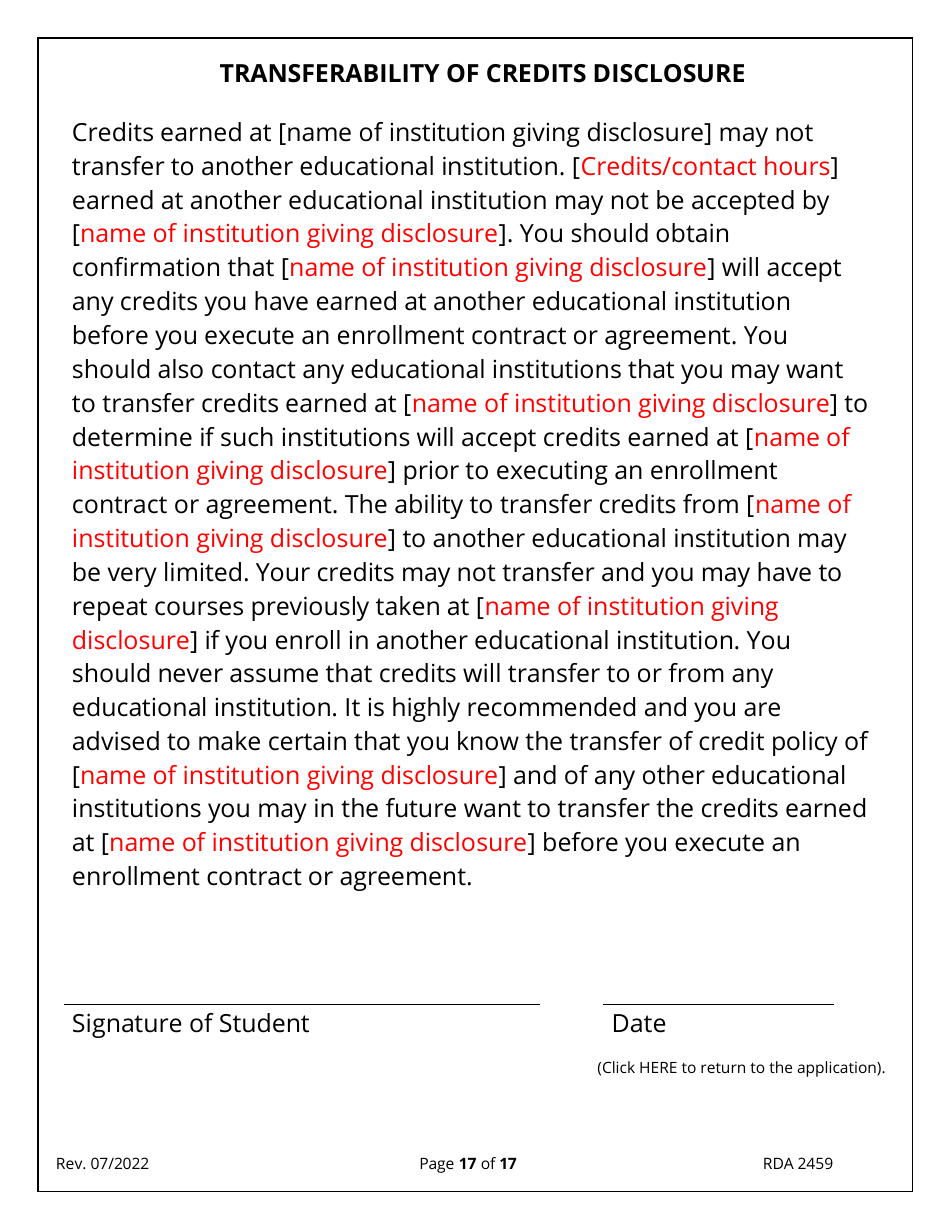 Form RDA2459 Application for Initial Authorization of a Postsecondary Educational Institution - Tennessee, Page 17