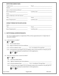 Form RDA2459 Application for Initial Authorization of a Postsecondary Educational Institution - Tennessee, Page 2