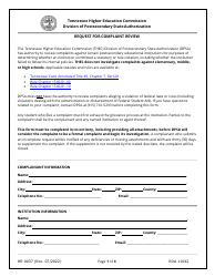 Form HE-0037 Request for Complaint Review - Tennessee