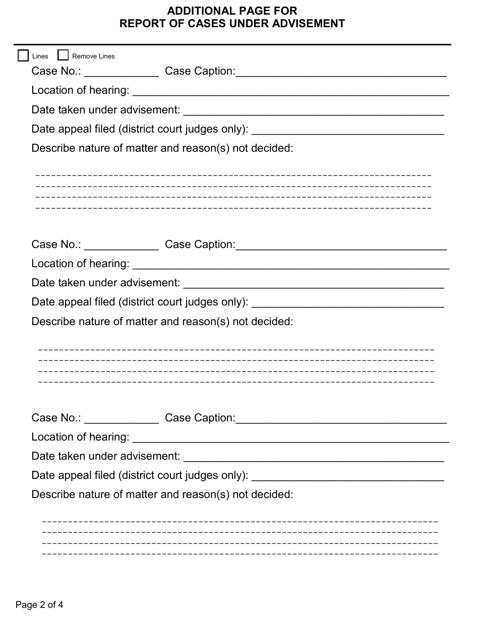 Form CH6ART1APP1 Report of Cases Under Advisement - Nebraska, Page 2