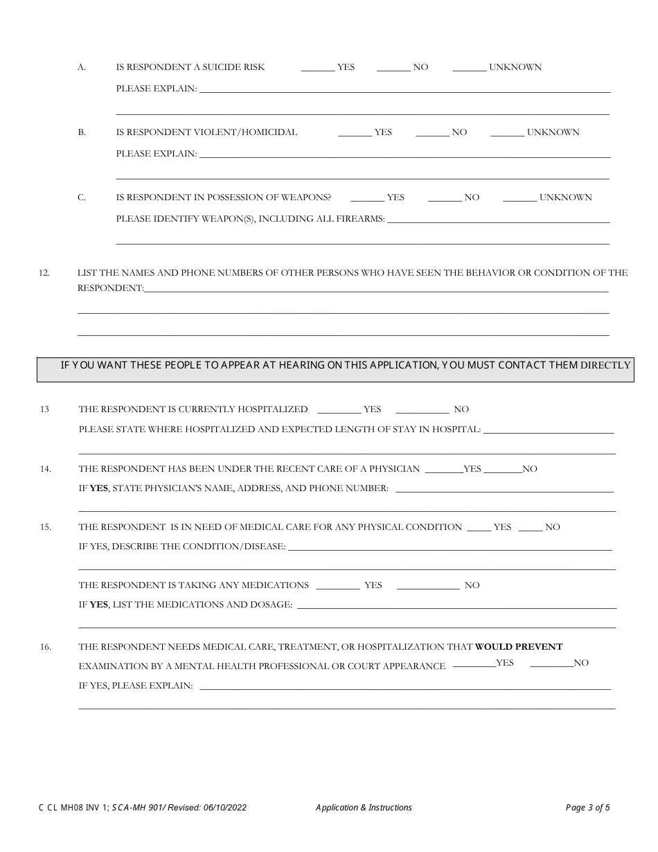 Form INV1 Application for Involuntary Custody for Mental Health Examination - West Virginia, Page 3