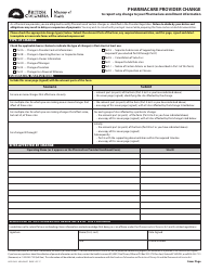 Form HLTH5433 Pharmacare Provider Change - British Columbia, Canada