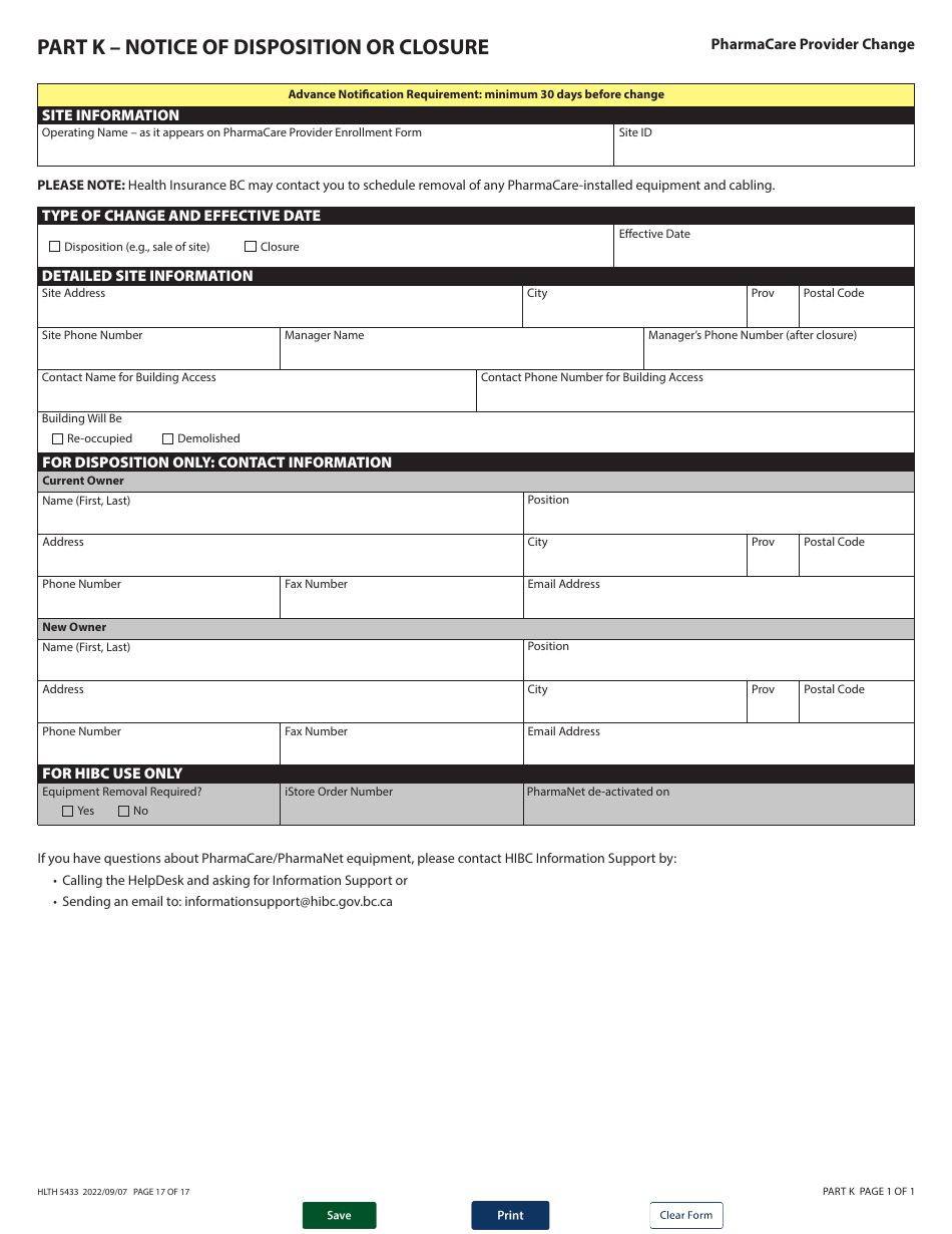 Form HLTH5433 Pharmacare Provider Change - British Columbia, Canada, Page 17
