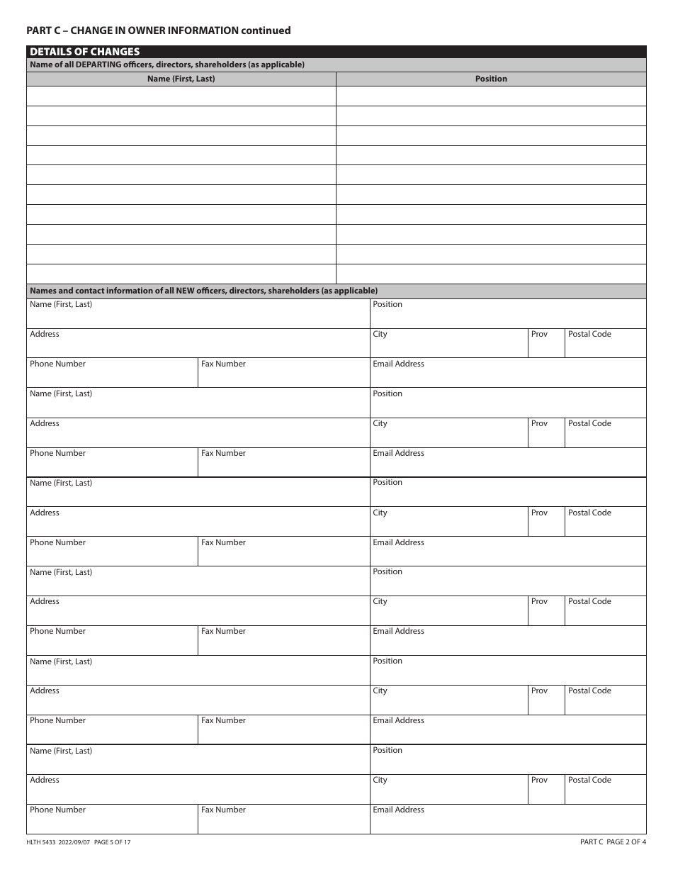 Form HLTH5433 Pharmacare Provider Change - British Columbia, Canada, Page 5