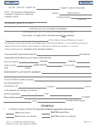 Form INV10 Certificate of Licensed Examiner - West Virginia