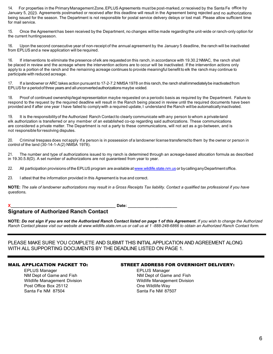 Eplus Primary Zone Initial Application and Agreement - New Mexico, Page 6