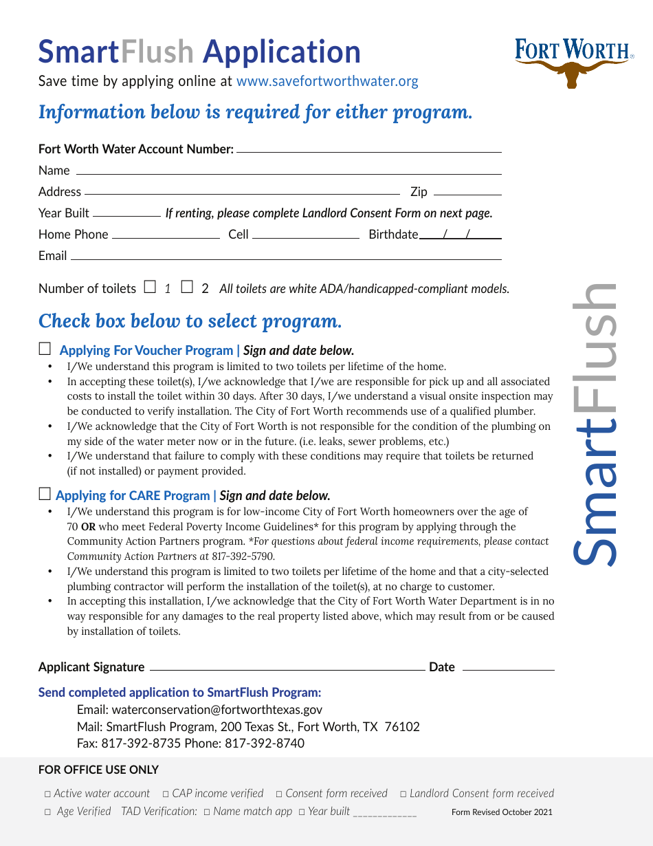 Smartflush Application  Consent Form - City of Fort Worth, Texas, Page 3