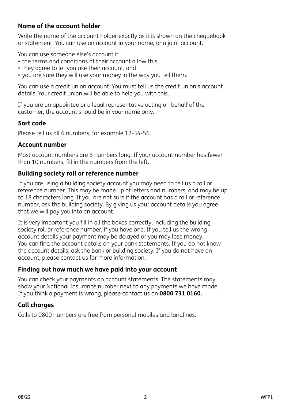 Form WFP1 Winter Fuel Payment Application Form - United Kingdom, Page 3