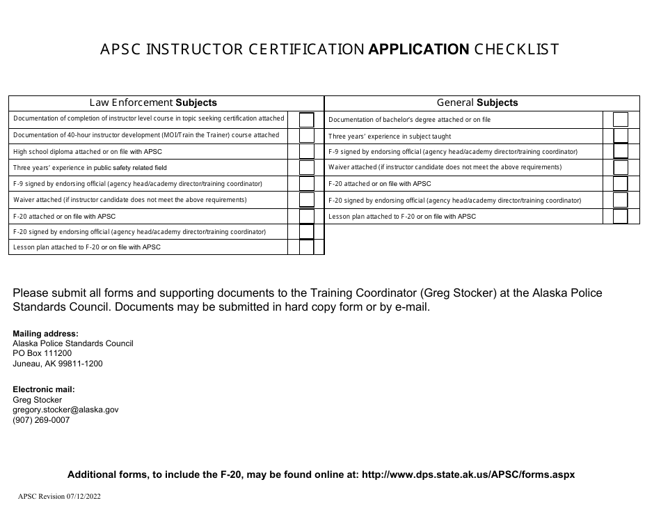 Form F-9 Apsc Instructor Certification Application - Alaska, Page 3