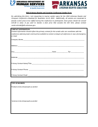 Document preview: Arkansas Respite and Caregiver Conference Vendor Form - Arkansas