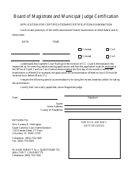 Document preview: Application for Certification/Recertification Examination - South Carolina