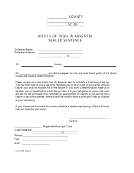 Document preview: Form SCCA/520B Notice of Trial in Absentia - Sealed Sentence - South Carolina