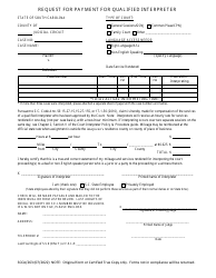 Document preview: Form SCCA/263 Request for Payment for Qualified Interpreter - South Carolina