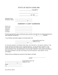 Document preview: Form SCCA/519 Summary Court Summons - South Carolina