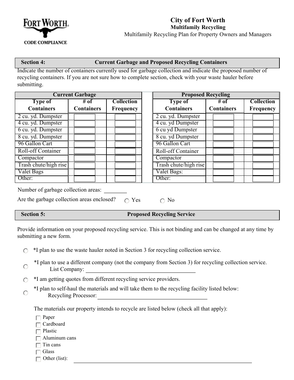 Multifamily Recycling Plan for Property Owners and Managers - City of Fort Worth, Texas, Page 2