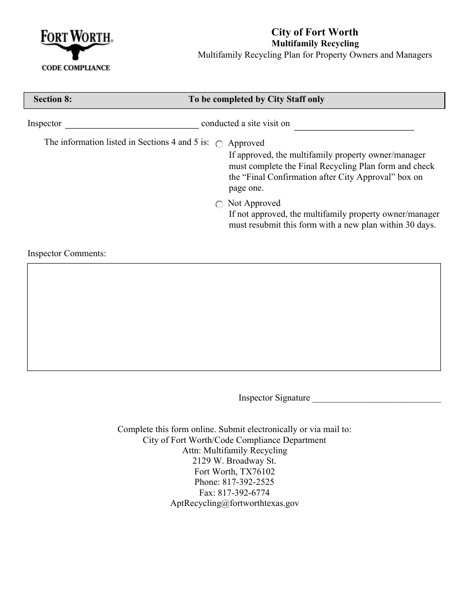 Multifamily Recycling Plan for Property Owners and Managers - City of Fort Worth, Texas, Page 4