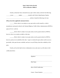 Open Vehicle Safety Recalls Self-certification Affidavit - Maryland, Page 2