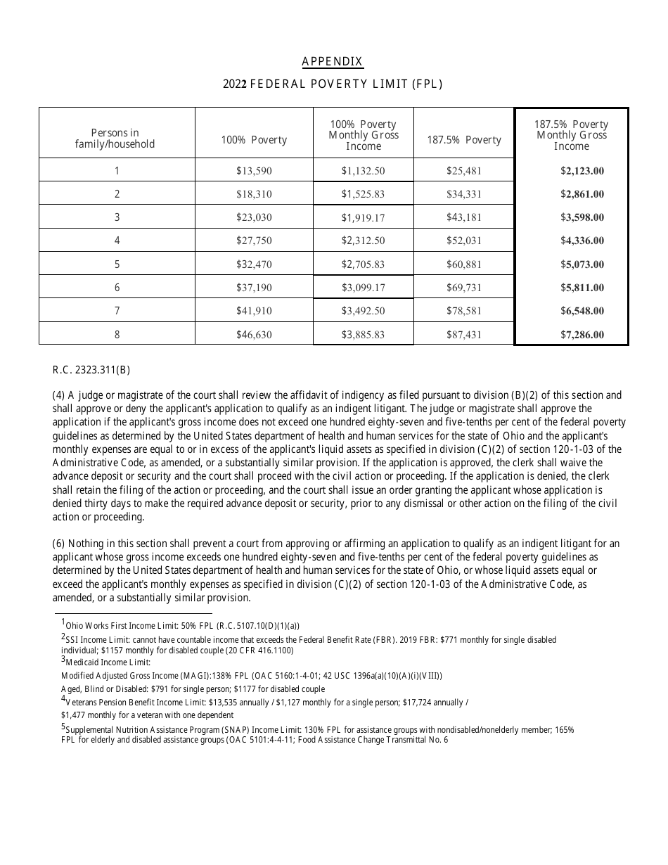 Form E5145 / 4800 Financial Disclosure / Fee-Waiver Affidavit and Order - Franklin County, Ohio, Page 3