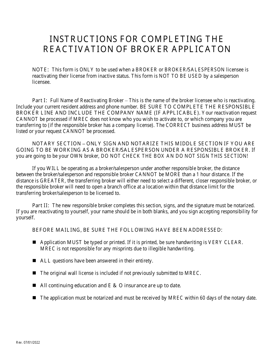 Mississippi Reactivation of Broker Fill Out, Sign Online and Download