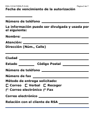 Formulario RSA-1313A-SLP Autorizacion De Divulgacion De Registros De Rsa - Letra Grande - Arizona (Spanish), Page 2