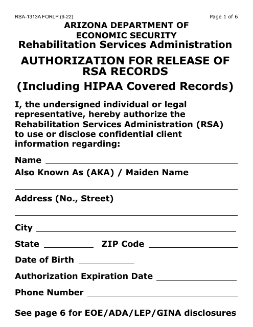 Form RSA-1313A-LP  Printable Pdf
