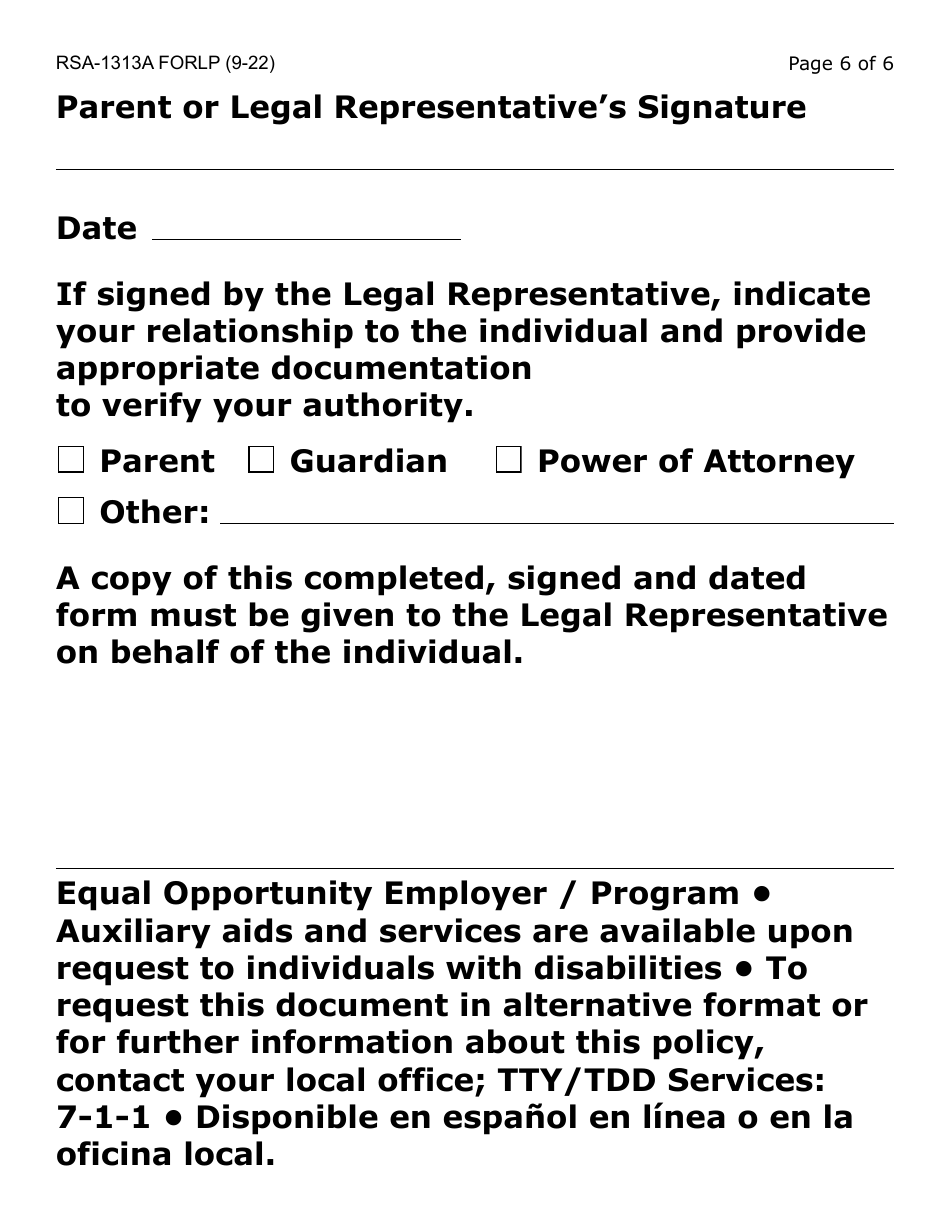 Form RSA-1313A-LP Authorization for Release of Rsa Records - Large Print - Arizona, Page 6