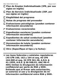 Formulario RSA-365A-SLP Autorizacion/Consentimiento Para Divulgacion Y Uso De Informacion Confidencial Entre Ddd Y Rsa - Letra Grande - Arizona (Spanish), Page 4
