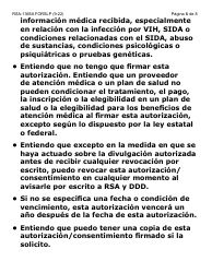 Formulario RSA-365A-SLP Autorizacion/Consentimiento Para Divulgacion Y Uso De Informacion Confidencial Entre Ddd Y Rsa - Letra Grande - Arizona (Spanish), Page 6