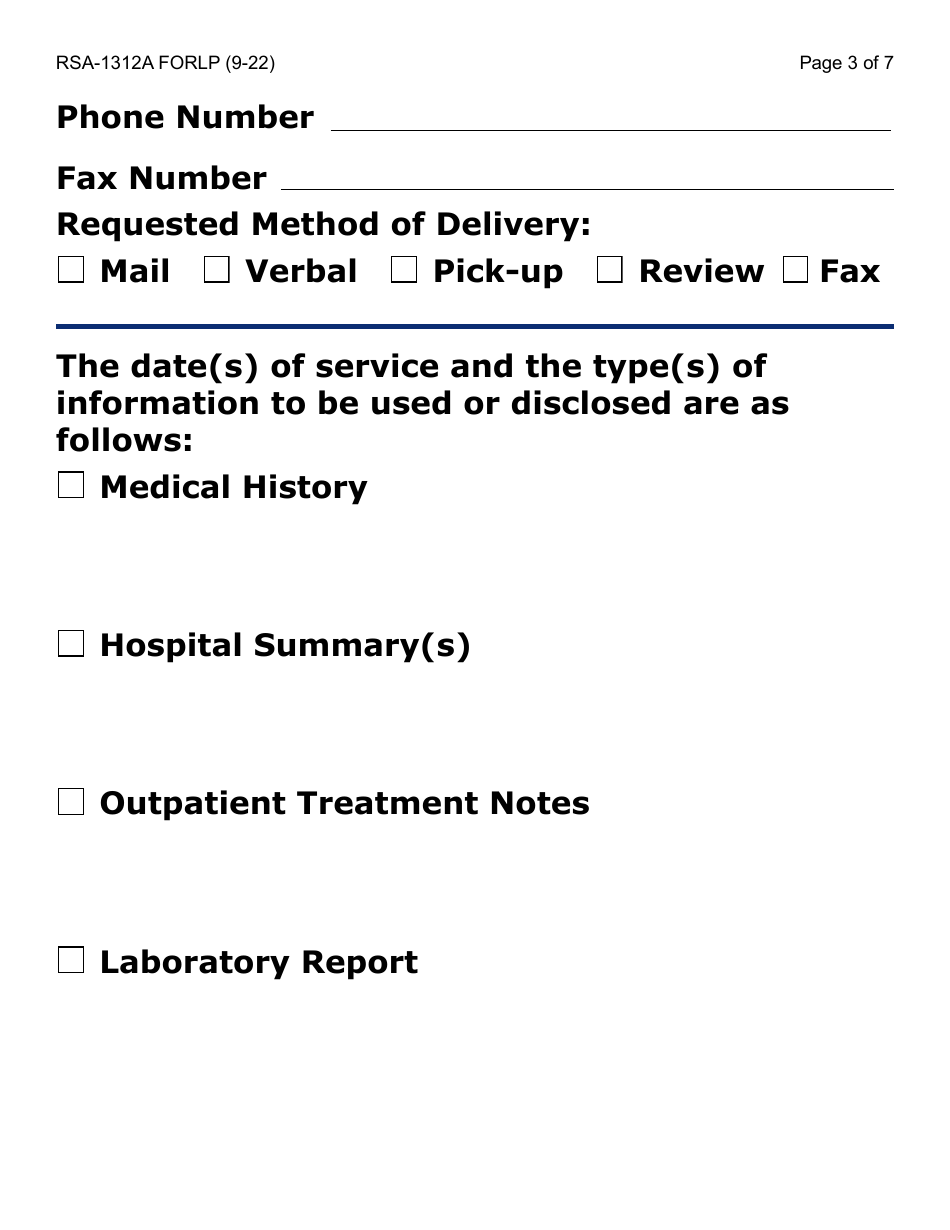 Form RSA-1312A-LP Authorization for Disclosure of Health Information to Rsa - Large Print - Arizona, Page 3