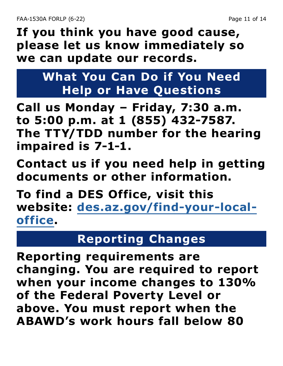 Form FAA-1530A-LP Abawd Participation and Referral Notice - Large Print - Arizona, Page 11