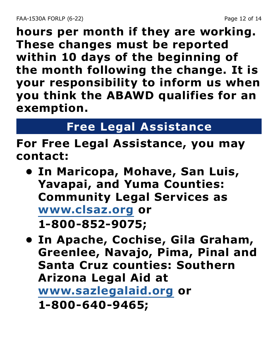Form FAA-1530A-LP Abawd Participation and Referral Notice - Large Print - Arizona, Page 12