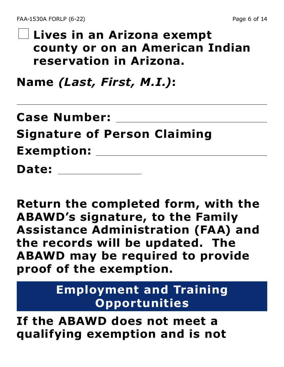 Form FAA-1530A-LP Abawd Participation and Referral Notice - Large Print - Arizona, Page 6