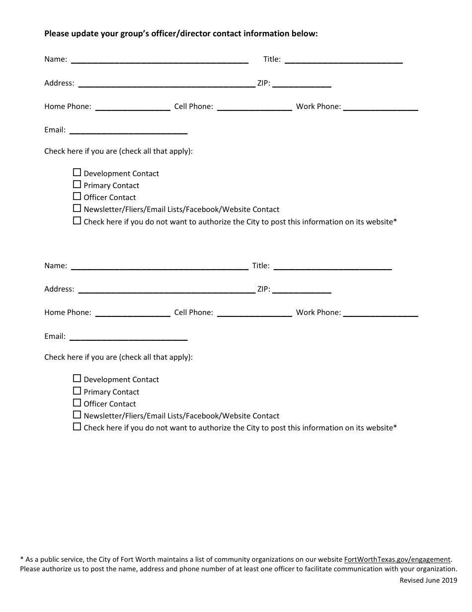 Neighborhood Alliance Annual Update Form - City of Fort Worth, Texas, Page 3