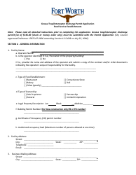 Document preview: Grease Trap/Interceptor Discharge Permit Application - City of Fort Worth, Texas
