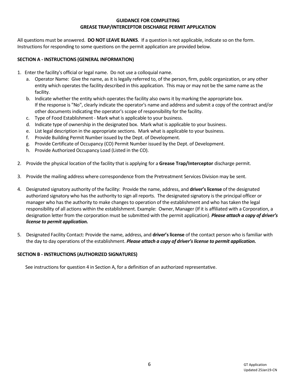 City of Fort Worth, Texas Grease Trap/Interceptor Discharge Permit