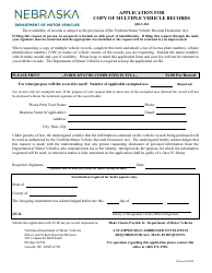 Document preview: Application for Copy of Multiple Vehicle Records - Nebraska