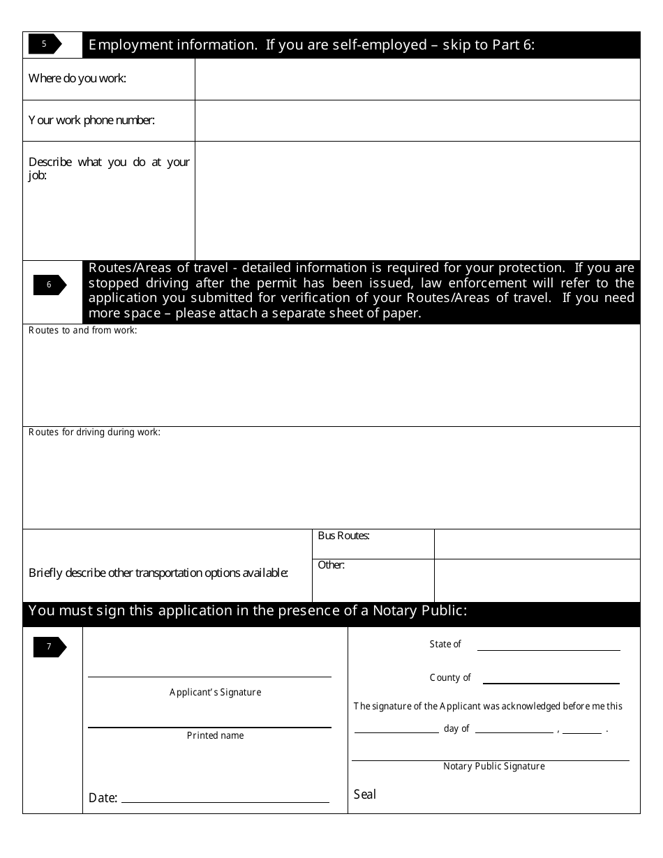 Application for Nebraska Employment Driving Permit - Support - Nebraska, Page 3