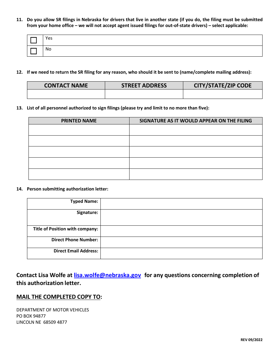 Signature Authorization Letter - Nebraska, Page 4